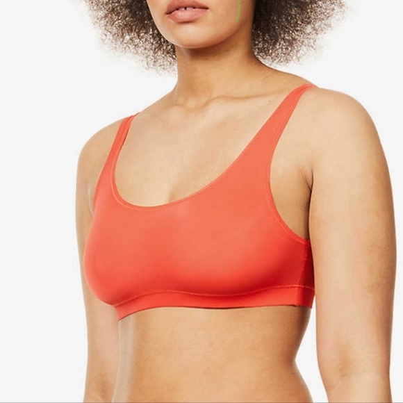 SKIMS Poppy Red Jelly Sheer Scoop-Neck Stretch-Woven Bra NWT size small - Picture 4 of 16